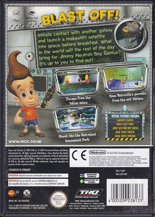 Jimmy Neutron Boy Genius - Nintendo GameCube (B Grade) (Genbrug)